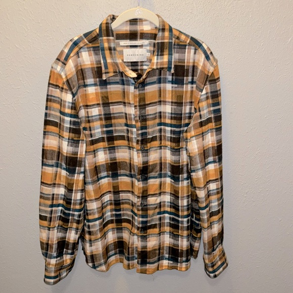Peregrine Farley Plaid Cotton Flannel Shirt Made in England  Men’s Size Large - Picture 1 of 9